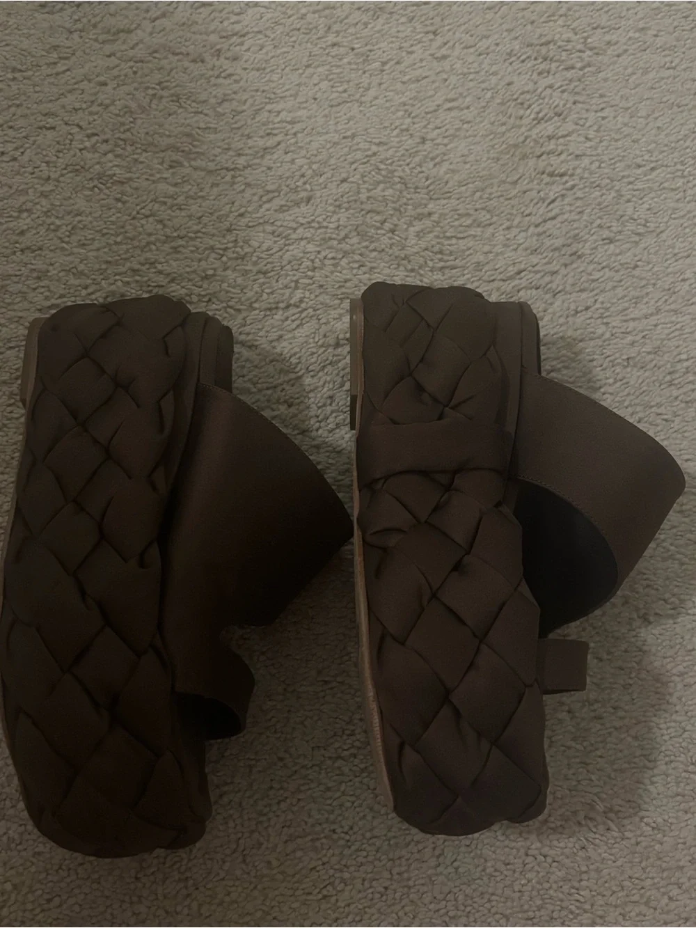 Paloma Barceló Brown Satin Braided Platform Sandals